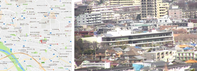 A地点（国立河川敷）からB地点（国立市役所）を空撮（Shot by MATRICE100+Z30上空80m）
